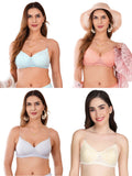 Transparent Strap Printed Padded Bra (Pack Of 4)