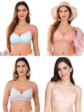 Transparent Strap Printed Padded Bra (Pack Of 4)