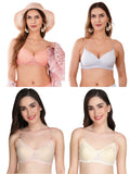 Transparent Strap Printed Padded Bra (Pack Of 4)