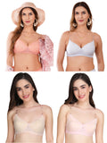 Transparent Strap Printed Padded Bra (Pack Of 4)