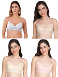 Transparent Strap Printed Padded Bra (Pack Of 4)