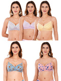 Transparent Strap Printed Padded Bra (Pack Of 5)