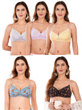 Transparent Strap Printed Padded Bra (Pack Of 5)