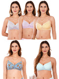 Transparent Strap Printed Padded Bra (Pack Of 5)