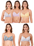 Transparent Strap Printed Padded Bra (Pack Of 5)