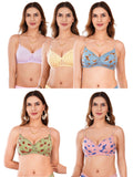 Transparent Strap Printed Padded Bra (Pack Of 5)