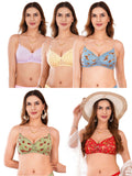Transparent Strap Printed Padded Bra (Pack Of 5)