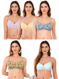 Transparent Strap Printed Padded Bra (Pack Of 5)