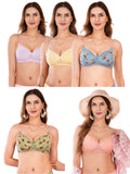 Transparent Strap Printed Padded Bra (Pack Of 5)