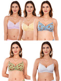 Transparent Strap Printed Padded Bra (Pack Of 5)