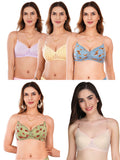 Transparent Strap Printed Padded Bra (Pack Of 5)
