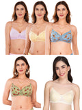 Transparent Strap Printed Padded Bra (Pack Of 5)