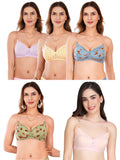 Transparent Strap Printed Padded Bra (Pack Of 5)