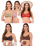 Transparent Strap Printed Padded Bra (Pack Of 5)