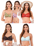 Transparent Strap Printed Padded Bra (Pack Of 5)