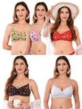 Transparent Strap Printed Padded Bra (Pack Of 5)