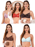 Transparent Strap Printed Padded Bra (Pack Of 5)