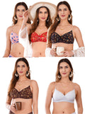 Transparent Strap Printed Padded Bra (Pack Of 5)