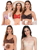Transparent Strap Printed Padded Bra (Pack Of 5)