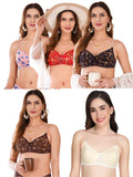 Transparent Strap Printed Padded Bra (Pack Of 5)