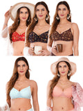 Transparent Strap Printed Padded Bra (Pack Of 5)