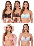 Transparent Strap Printed Padded Bra (Pack Of 5)