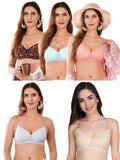 Transparent Strap Printed Padded Bra (Pack Of 5)