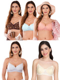 Transparent Strap Printed Padded Bra (Pack Of 5)