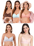 Transparent Strap Printed Padded Bra (Pack Of 5)