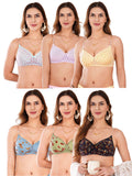 Transparent Strap Printed Padded Bra (Pack Of 6)