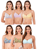Transparent Strap Printed Padded Bra (Pack Of 6)