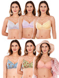 Transparent Strap Printed Padded Bra (Pack Of 6)