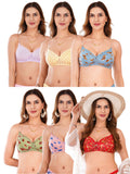 Transparent Strap Printed Padded Bra (Pack Of 6)