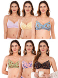Transparent Strap Printed Padded Bra (Pack Of 6)