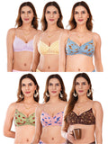 Transparent Strap Printed Padded Bra (Pack Of 6)