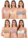 Transparent Strap Printed Padded Bra (Pack Of 6)
