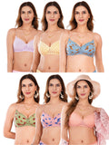 Transparent Strap Printed Padded Bra (Pack Of 6)