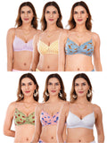 Transparent Strap Printed Padded Bra (Pack Of 6)
