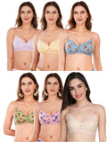 Transparent Strap Printed Padded Bra (Pack Of 6)