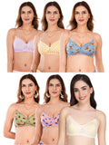 Transparent Strap Printed Padded Bra (Pack Of 6)