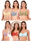 Transparent Strap Printed Padded Bra (Pack Of 6)