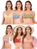 Transparent Strap Printed Padded Bra (Pack Of 6)