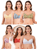 Transparent Strap Printed Padded Bra (Pack Of 6)