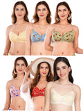 Transparent Strap Printed Padded Bra (Pack Of 6)