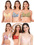 Transparent Strap Printed Padded Bra (Pack Of 6)