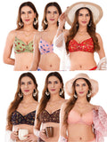 Transparent Strap Printed Padded Bra (Pack Of 6)