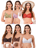 Transparent Strap Printed Padded Bra (Pack Of 6)