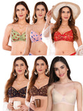 Transparent Strap Printed Padded Bra (Pack Of 6)