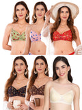 Transparent Strap Printed Padded Bra (Pack Of 6)