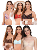 Transparent Strap Printed Padded Bra (Pack Of 6)